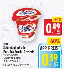 Edeka Center Zott Sahnejoghurt Angebot