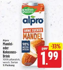 Edeka Center Alpro Mandel- oder Kokosnuss-Drink Angebot