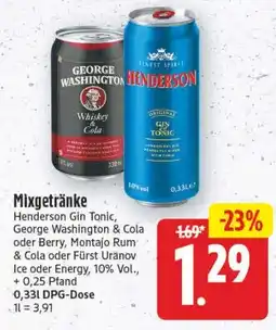 Edeka Center Henderson Gin Tonic, George Washington & Cola Angebot