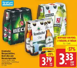 Edeka Center Krombacher Bierspezialitäten, Beck's Bier oder Biermischgetränke Angebot
