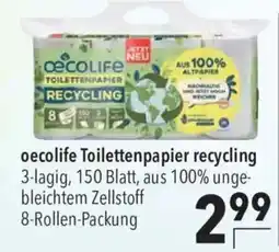 CITTI Markt oecolife Toilettenpapier recycling Angebot