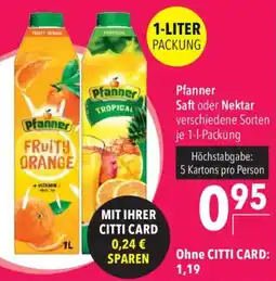 CITTI Markt Pfanner Saft oder Nektar Angebot