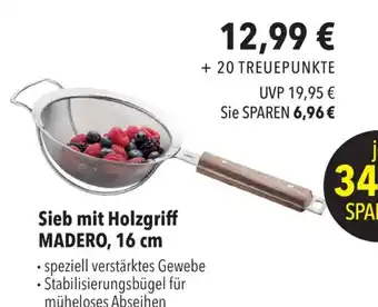 CITTI Markt Sieb mit Holzgriff MADERO, 16 cm Angebot