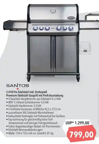 SANTOS S-418 Pro Edelstahl inkl. Drehspieß