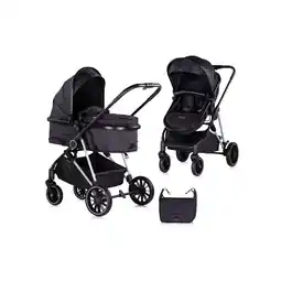 Netto Marken-Discount Chipolino Kinderwagen Aura 2 in 1 umbaubar Wickeltasche Sitz umkehrbar bis 22 kg schwarz gemustert Angebot