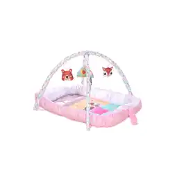 Netto Marken-Discount Lorelli Spielbogen Krabbeldecke Nest 2 in 1 Babynest hängende Stofftiere Spiegel rosa Angebot