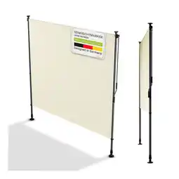 Netto Marken-Discount Juskys Senkrechtmarkise Barbados 200x310 cm - Sonnenschutz höhenverstellbar, ohne Bohren - Beige Angebot