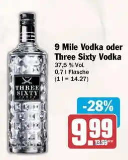 AEZ 9 Mile Vodka oder Three Sixty Vodka Angebot