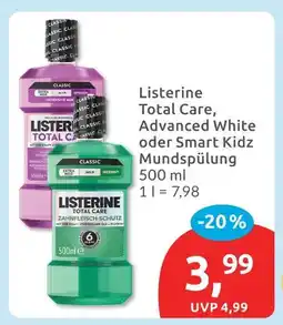 Budni Listerine total care, advanced white oder smart kidz mundspülung Angebot