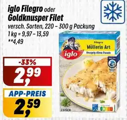 Simmel iglo Filegro oder Goldknusper Filet Angebot