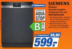K+B Expert SIEMENS Einbau-Geschirrspüler Angebot