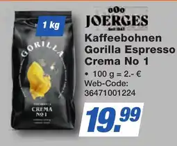 K+B Expert JOERGES Kaffeebohnen Gorilla Espresso Crema No 1 Angebot