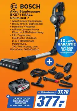 K+B Expert BOSCH Akku Staubsauger BKS711MALL Unlimited 7 Angebot