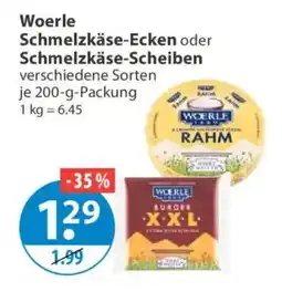 V Markt Woerle Schmelzkäse-Ecken oder Schmelzkäse-Scheiben Angebot