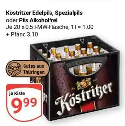 Globus Köstritzer Edelpils, Spezialpils oder Pils Alkoholfrei Angebot