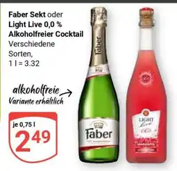 Globus Faber Sekt oder Light Live 0,0 % Alkoholfreier Cocktail Angebot