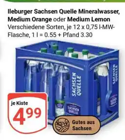 Globus Ileburger Sachsen Quelle Mineralwasser, Medium Orange oder Medium Lemon Angebot