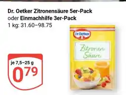 Globus Dr. Oetker Zitronensäure 5er-Pack oder Einmachhilfe 3er-Pack Angebot