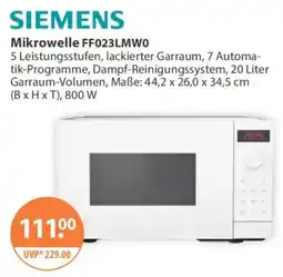 V Markt SIEMENS Mikrowelle FF023LMW0 Angebot