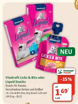 Fressnapf Vitakraft Licks & Bits oder Liquid Snacks Angebot