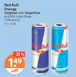 V Markt Red Bull Energy Original oder Sugarfree Angebot