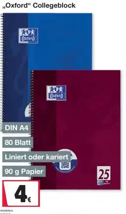Woolworth Oxford Collegeblock Angebot