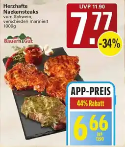WEZ Herzhafter Nackensteaks vom Schwein, BauernGut Angebot