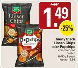 WEZ funny frisch Linsen Chips oder Popchips Angebot