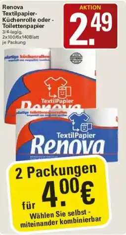 WEZ Renova Textilpapier-Küchenrolle oder -Toilettenpapier Angebot
