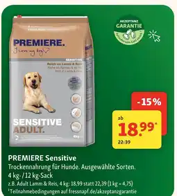 Fressnapf Premiere sensitive adult lamm & reis Angebot