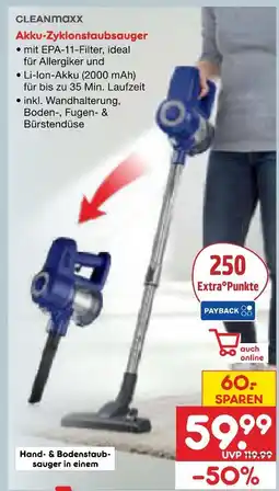 Netto Marken-Discount Cleanmaxx akku-zyklonstaubsauger Angebot