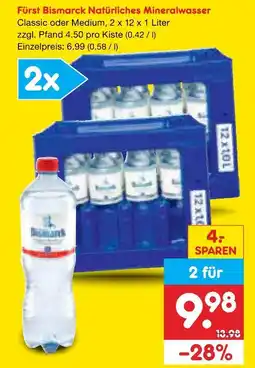 Netto Marken-Discount Fürst bismarck natürliches mineralwasser classic oder medium Angebot