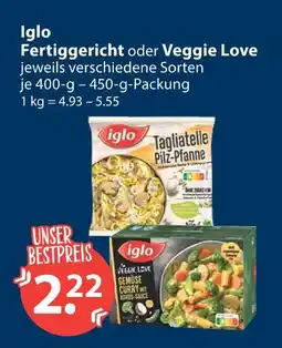 V Markt Iglo fertiggericht oder veggie love Angebot