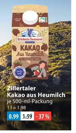 V Markt Erlebnis sennerei zillertaler kakao aus heumilch Angebot