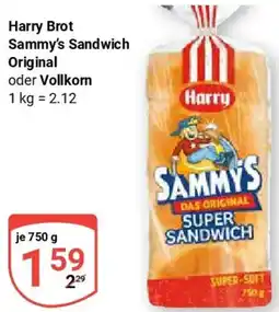 Globus Harry Brot Sammy's Sandwich Original oder Vollkorn Angebot
