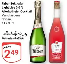 Globus Faber Sekt oder Light Live 0,0 % Alkoholfreier Cocktail Angebot