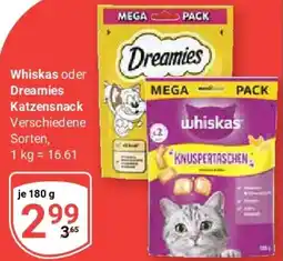 Globus Whiskas oder Dreamies Katzensnack Angebot