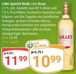 Globus Lillet Apéritif Weiß oder Rosé Angebot