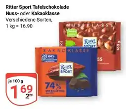 Globus Ritter Sport Tafelschokolade Nuss- oder Kakaoklasse Angebot
