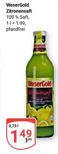 Globus WeserGold Zitronensaft Angebot
