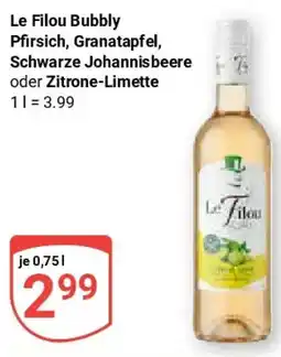 Globus Le Filou Bubbly Pfirsich, Granatapfel, Schwarze Johannisbeere oder Zitrone-Limette Angebot