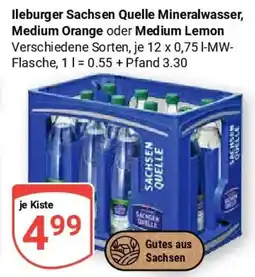 Globus lleburger Sachsen Quelle Mineralwasser, Medium Orange oder Medium Lemon Angebot