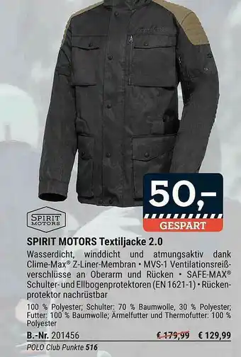 Polo Spirit Motors Textiljacke 2.0 Angebot