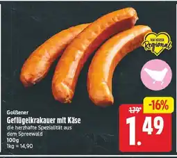E-Center Golßener geflügelkrakauer mit käse Angebot