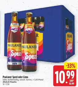 E-Center Paulaner spezi oder limo Angebot