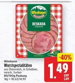 E-Center Wiesbauer wurstspezialitäten Angebot