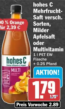 HIT hohes C Mehrfrucht- Saft, Milder Apfelsaft oder Multivitamin Angebot