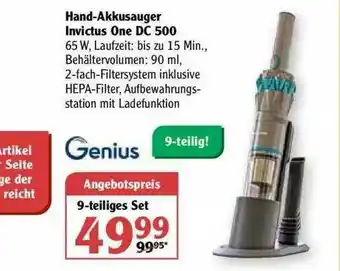 Globus Hand-akkusauger Invictus One DC 500 Angebot