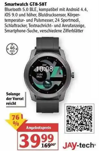 Globus Jay-tech Smartwatch GT8-S8T Angebot