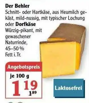 Globus Der Behler Oder Dorfkäse Angebot